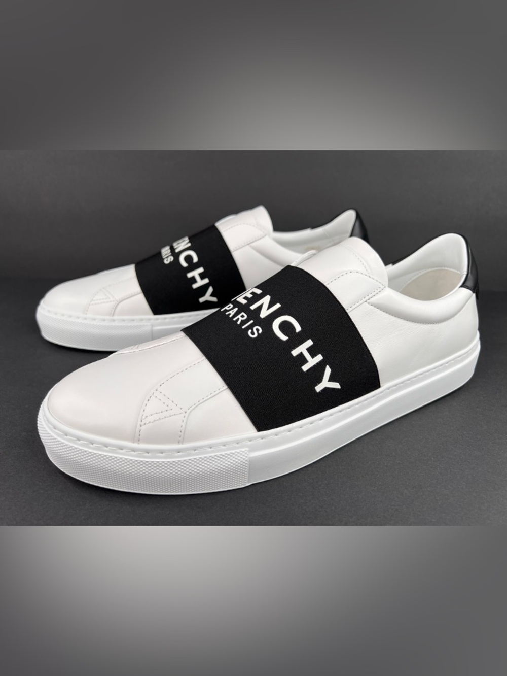 Givenchy Urban Street White Leather Men Logo Webbing Sneakers Size EU 44- US 11